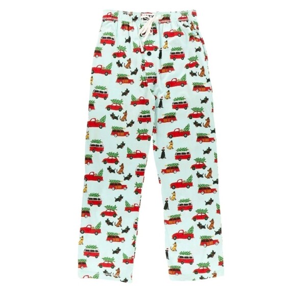 Lazy One Christmas Holiday Dogs Trees Cars Unisex PJ Pants Size Small - Picture 2 of 12